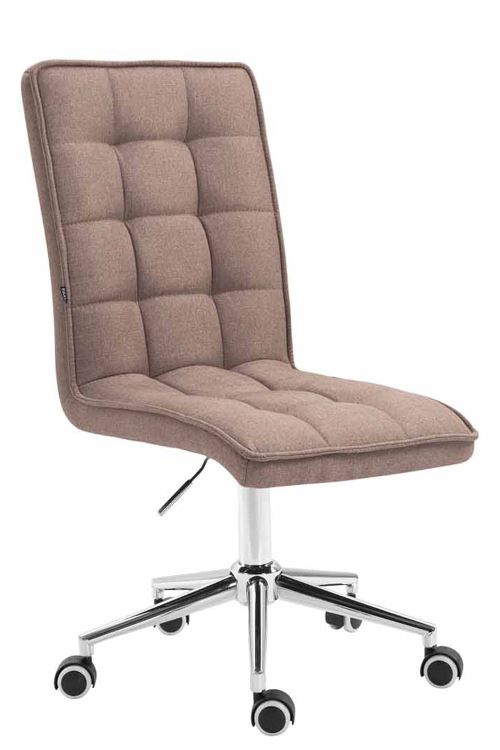 Chaise de bureau Peking V2 en Tissu - Assise capitionnée - Piètement Métal - Pivotante Reglable en Hauteur - Couleur Taupe