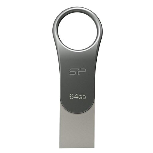 Silicon Power SP064GBUC3C80V1SEU cle USB type C C80 64GB Dual Type-C/USB 3.0 pour dispositifs mobiles et MacBook - Titanium