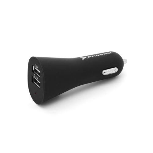 Chargeur universel Phoenix Phcarcharger2usb + voiture / briquet 5v / 2 X USB 4.8a avec fini noir en silicone couleur claire
