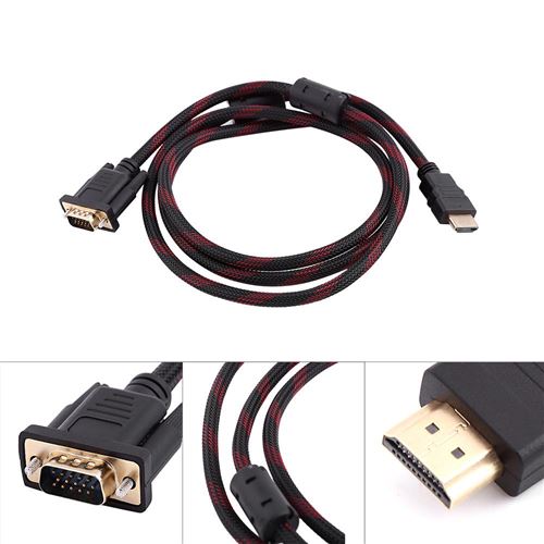 VSHOP® 2m HDMI mâle vers VGA mâle D-sub HD 15 broches M/M Adaptateur VSHOP® 2m HDMI mâle vers VGA mâle D-sub HD 15 broches M/M Adaptateur