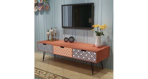 VidaXL Meuble TV divertissement support côté Board W/3 tiroirs 120 x 40 x 36 cm Marron/gris marron