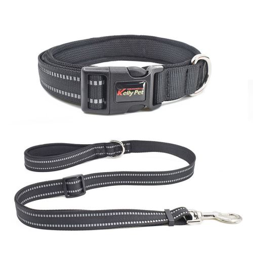 Comparer les prix de Collier Laisse KELLY PET Réfléchissant pour chien - Noir (Taille: M)