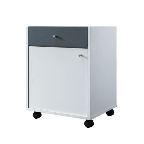 COMPO Caisson de bureau 1 tiroir - Blanc et Gris - L 44,6 x p 39,6 x h 59,8cm