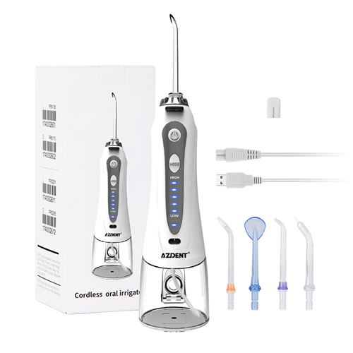 Hydropulseur Portable Sans Fil ,Rechargeable, 240ML, 3 Mode 4 Busettes Irrigateur Electrique- Blanc