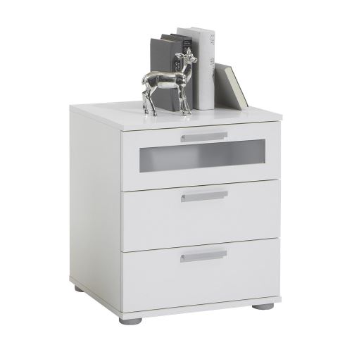 FMD 616-002_we Jack 2 Chevet avec Trois Tiroirs Blanc 45 x 53,5 x 38 cm