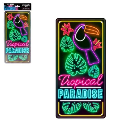 STC - Plaque Déco effet Néon 15x30 cm – Tropical Paradise