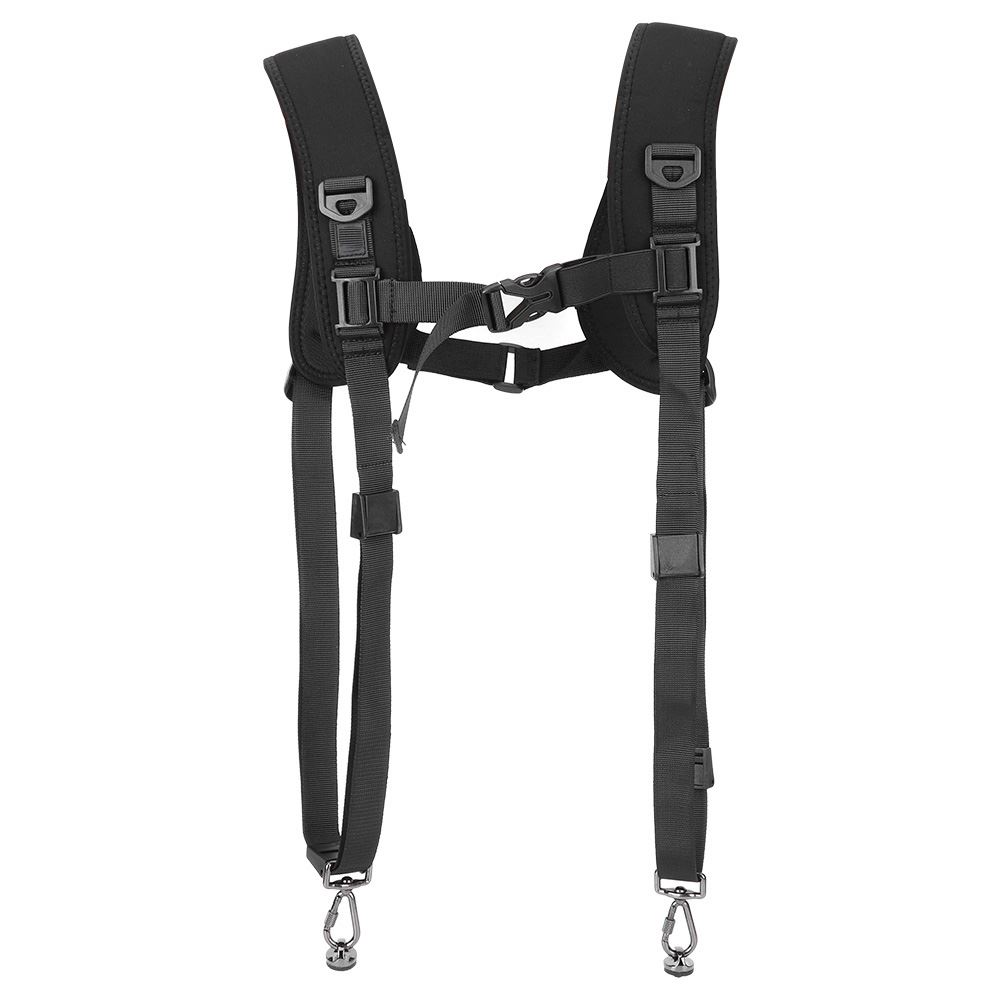 Harnais Appareil Photo En Cuir - Double Sangle Réglable - Anneau De Sécurité - Compatible Trépied 1/4" - Marron - 9