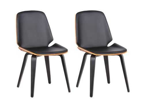 Lot de 2 chaises SANTAREM - Simili - Coloris Noyer et Noir