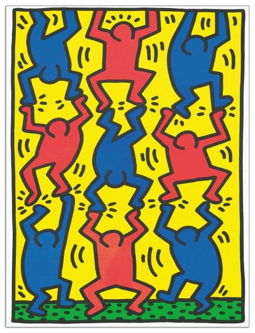 HARING - Untitled, AIDS Update (Panneaux MDF 18x25 cm)