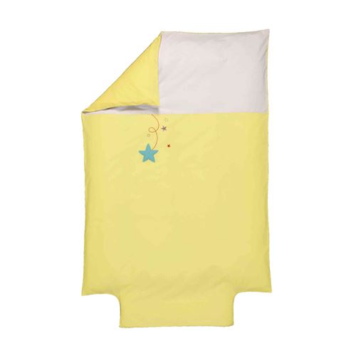 Housse de couette P'tit Basile 100x140 cm Pluie d'étoiles Jaune clair