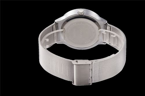 OHP Montre Bracelet en acier inoxydable bracelet quartz montre-bracelet - Argent + bleu