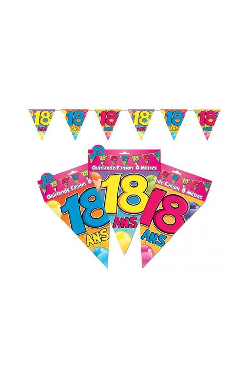 Guirlande Fanion 18 Ans Multicolores - Multicolores