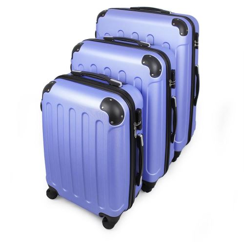 Todeco - Kofferset, Reisbussen, Beschermde hoeken, 20 24 28 inch (51 61 71 cm), Hemelsblauw, buikspieren, Materiaal: ABS kunststof