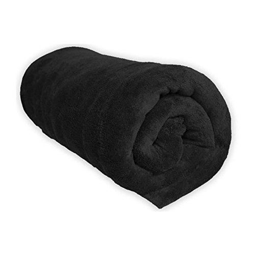 SOLEIL D'OCRE Couverture microfibre - 220 x 240 cm - Noir