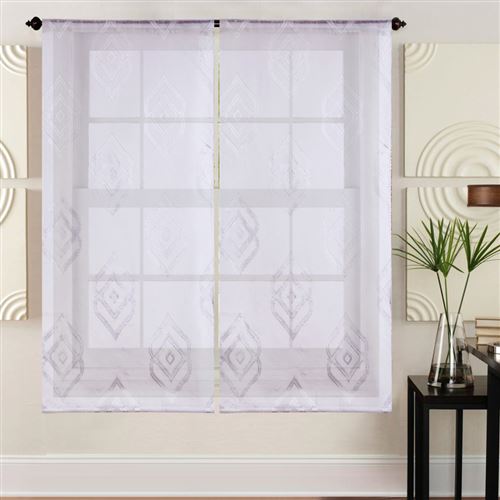 Paire de vitrages Matt motifs géométriques - blanc - 2x60x160cm