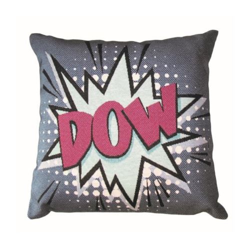 O'CBO Housse de coussin Vintage Kiss - 42 x 42 cm - Jacquard DOW 448 - Fabrication Française - Gris, blanc et rose