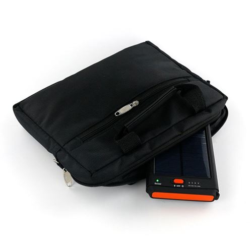 Batterie Externe Portable 11200 mAh avec Chargeur Solaire (Noir)