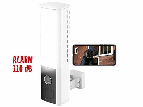 Applique murale LED d extérieur avec caméra IP connectée 2K VisorTech - blanc