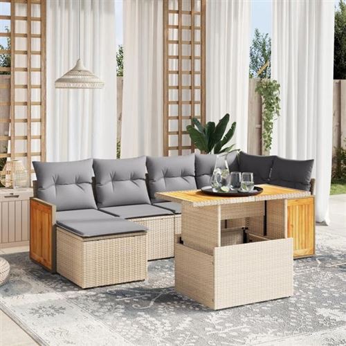 Non Communiqué Beige Vidaxl Salon De Jardin Avec Coussins 7 Pcs, Canapés De Terrasse, Ensemble De Meubles De Patio, Mobilier D'extérieur, 3274062