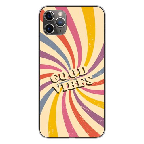 Coque en silicone imprimée compatible Apple iPhone 11 Pro Max Good vibes