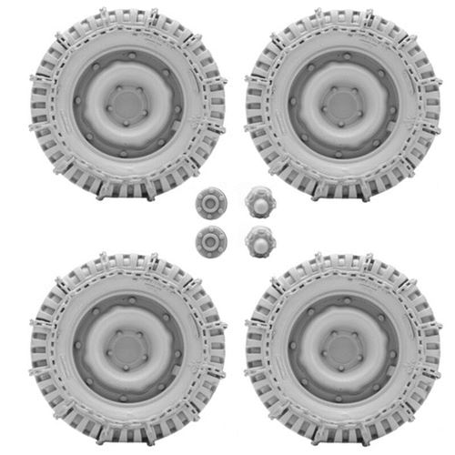 1/16 Kit Ww Ii Willys Jeep Wheels With Tire Chains