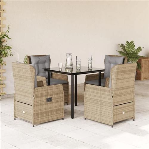 Vidaxl Beige Ensemble À Manger De Jardin Avec Coussins 5Pcs Poly Rotin 3262876 - Image 3