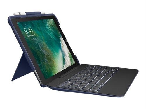Logitech Slim Combo - Clavier et étui - rétroéclairé - Apple Smart connector - QWERTY - Italien bleu classique étui