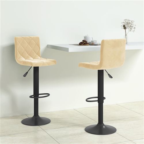 Vidaxl Tabourets De Bar Lot De 2 Crème Velours333730 - Image 3