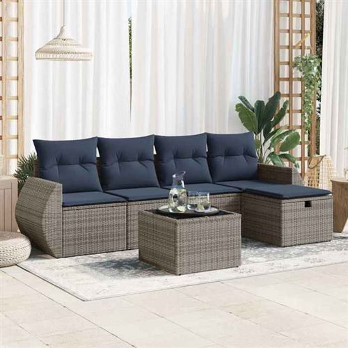 Non Communiqué Gris Vidaxl Salon De Jardin 6 Pcs Avec Coussins Résine Tressée 3325577