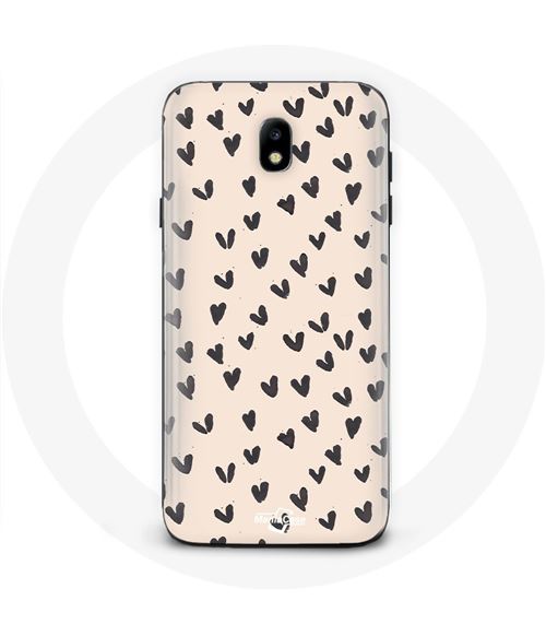 Coque Samsung Galaxy J3 2017 Fond de texture abstraite coeurs noirs Maniacase