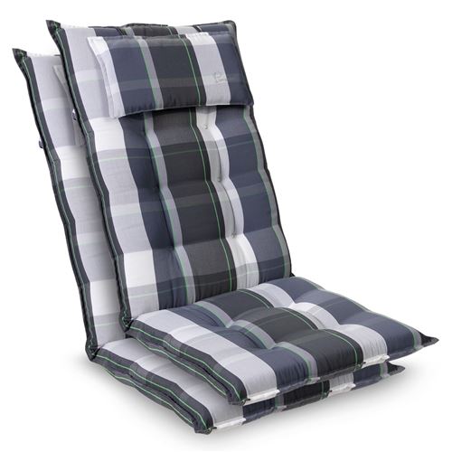 Coussin de chaise de jardin -Blumfeldt Sylt -120 x 50 x9 cm -2 pièces -Carreaux Bleus
