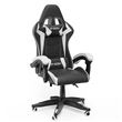 Fauteuil gamer BIGZZIA - Design ergonomique - avec coussin et dossier inclinable - Noir et blanc