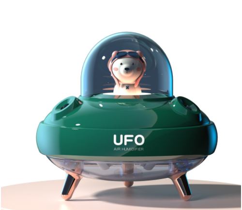 Humidificateur d'air UFO Mini Veilleuse FONGWAN Rechargeable pour Bébé - Vert 400ml