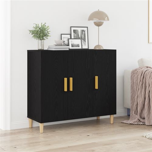Buffet Noir 90 x 34 x 80 cm Bois d'ingénierie Vidaxl