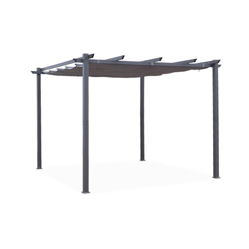 Sweeek Pergola aluminium - Isla 3x3m - Toile grise - Tonnelle idéale pour votre terrasse toit rétractable toile coulissante structure aluminium