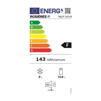 Réfrigérateurs combinés 316L Froid Brassé ROSIèRES 54cm F, ROSRBLP3683N