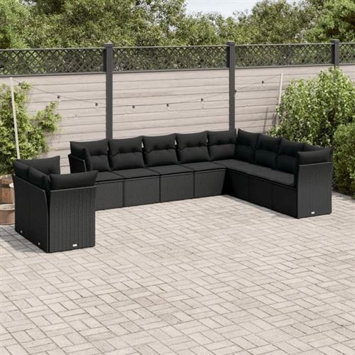 Non Communiqué Noir Salon De Jardin Modulable Generique 10 Personnes Resine Tressee 55 X 62 X 69 Cm 10 Pieces