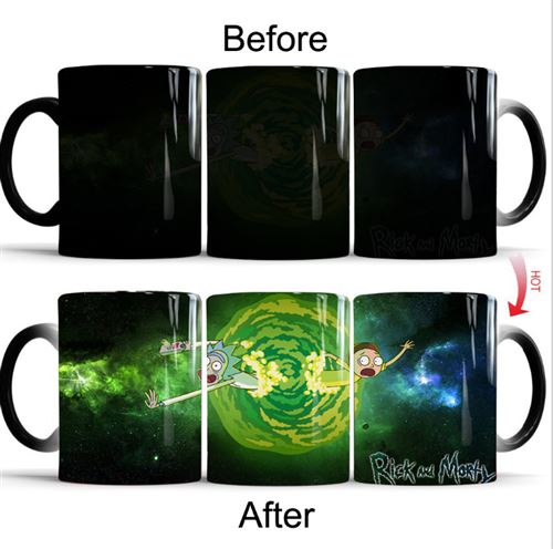 Mug magique personnalisé tasse de café thermoréactif à la chaleur, Rick et Morty, à l'espace
