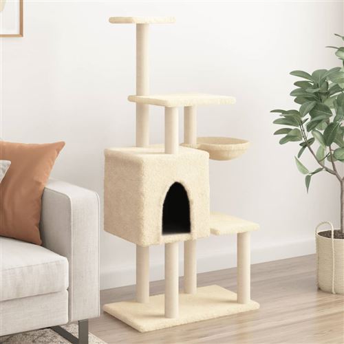 Comparer les prix de Arbre à chat avec griffoirs en sisal Crème 131 cm