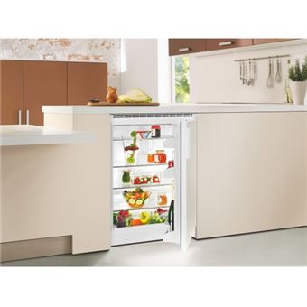 Refrigerateur Encastrable/habillable tout utile, volume utile 151 L, hauteur de niche 82 cm, a installer sous plan de travail. Equipement interieur en verre et ABS blanc avec eclairage LED