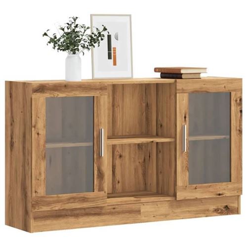 Non Communiqué Marron Vidaxl Buffet Chêne Artisanal 120X30,5X70 Cm Bois D'ingénierie 856165 - Image 1