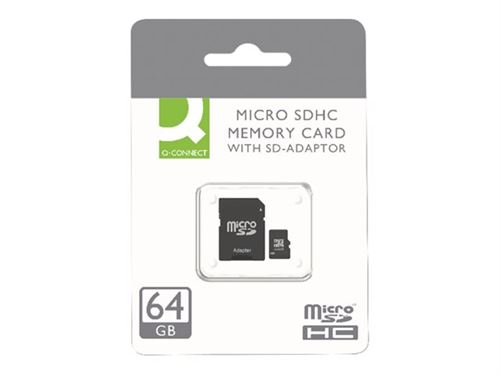 Q-CONNECT - Carte mémoire flash (adaptateur SD inclus(e)) - 64 Go - Class 10 - micro SDXC