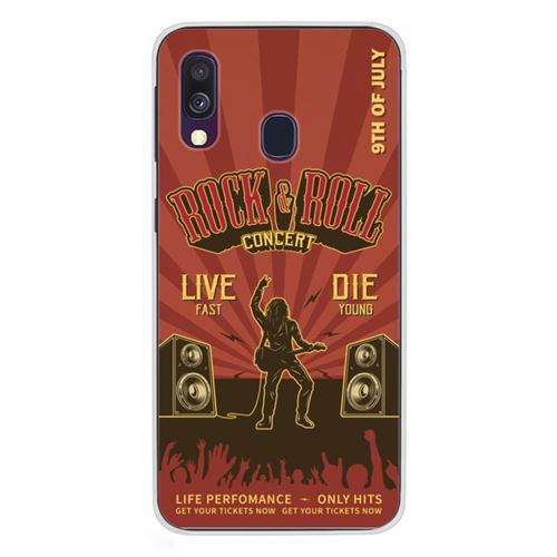 Coque en silicone imprimée compatible Samsung Galaxy A40 Rock and roll