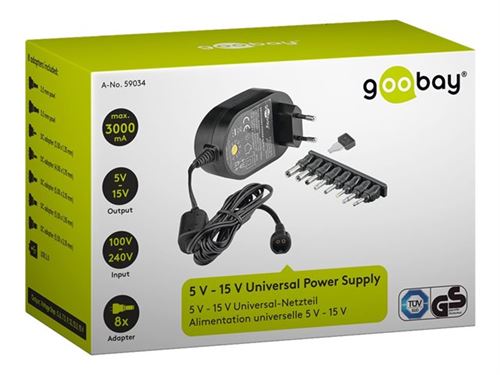 goobay - Adaptateur secteur - CA 100-240 V - 36 Watt - noir - Prise,  multiprise et accessoires électriques - Achat & prix