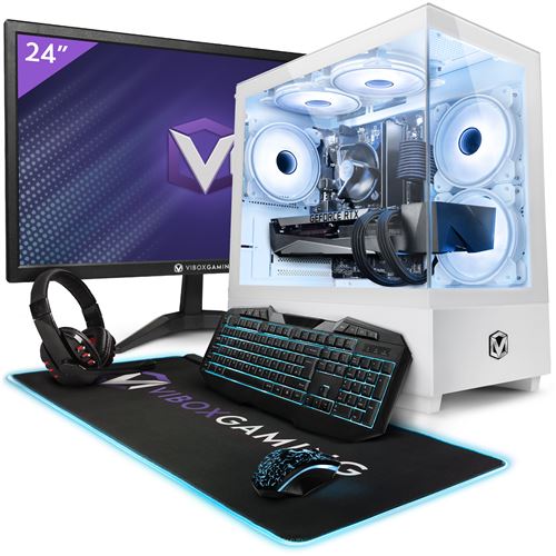 Vibox III-132 PC Gamer - 24" Écran Pack - 8 Core Intel i7 10700F Processeur 4.8GHz - Nvidia RTX 4070 Ti 12Go - 32Go RAM - 1To NVMe M.2 SSD - 700W PSU - Windows 11 - WiFi