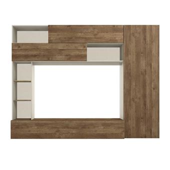 PALACIO - Meuble TV mural avec rangements et étagères beige et aspect bois - Altobuy - 1