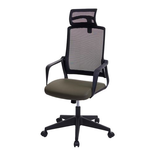 Chaise de bureau MENDLER HWC-J52 appui-tête ergonomique similicuir vert-olive