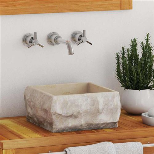 Lavabo Crème 30x30x13 cm Marbre vidaXL