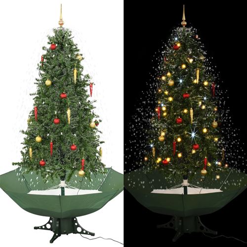 vidaXL Arbre de Noël neigeux avec base de parapluie Vert 190 cm