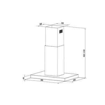 Hotte îlot TAI9PLABOX Inox 90 cm 630m3/h